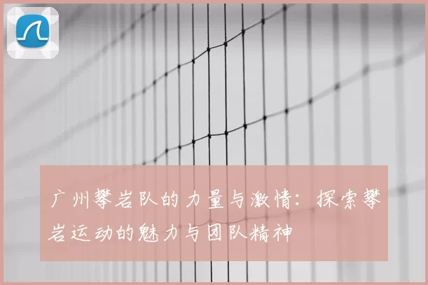 广州攀岩队的力量与激情：探索攀岩运动的魅力与团队精神